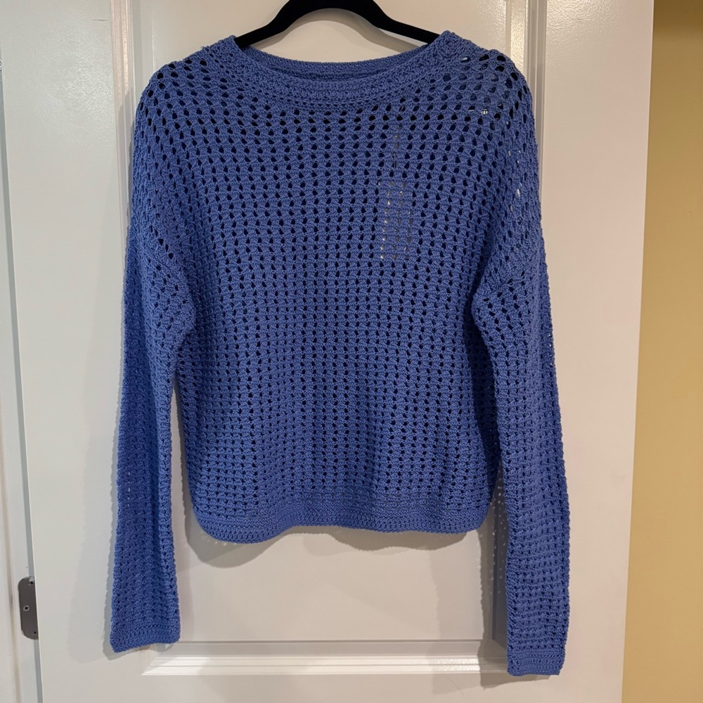 Vince Periwinkle Open-Knit Sweater